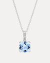 18CT WHITE GOLD AQUAMARINE & DIAMOND KAARINA PENDANT