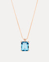 18CT ROSE GOLD LONDON BLUE TOPAZ & DIAMOND SARDINIA PENDANT