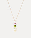 BESPOKE 18CT ROSE GOLD BAROQUE SOUTH SEA PEARL, DIAMOND, TOURMALINE & PERIDOT PENDANT