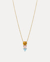 9CT HONEY QUARTZ, BLUE TOPAZ & PINK PEARL DUNAWAY PENDANT