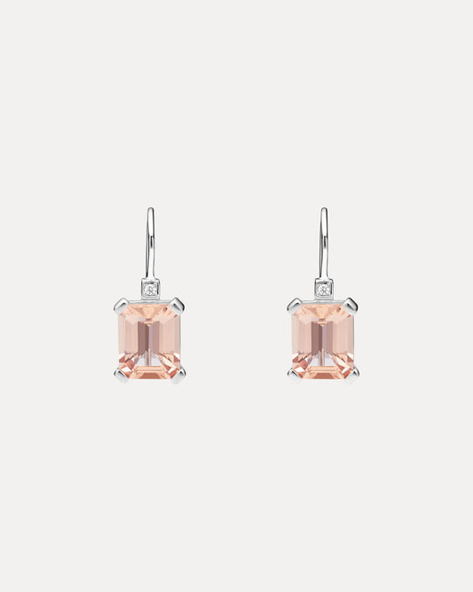 18CT PINK MORGANITE & DIAMOND SARDINIA EARRINGS
