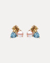 9CT HONEY QUARTZ, BLUE TOPAZ & PINK PEARL DUNAWAY STUD EARRINGS