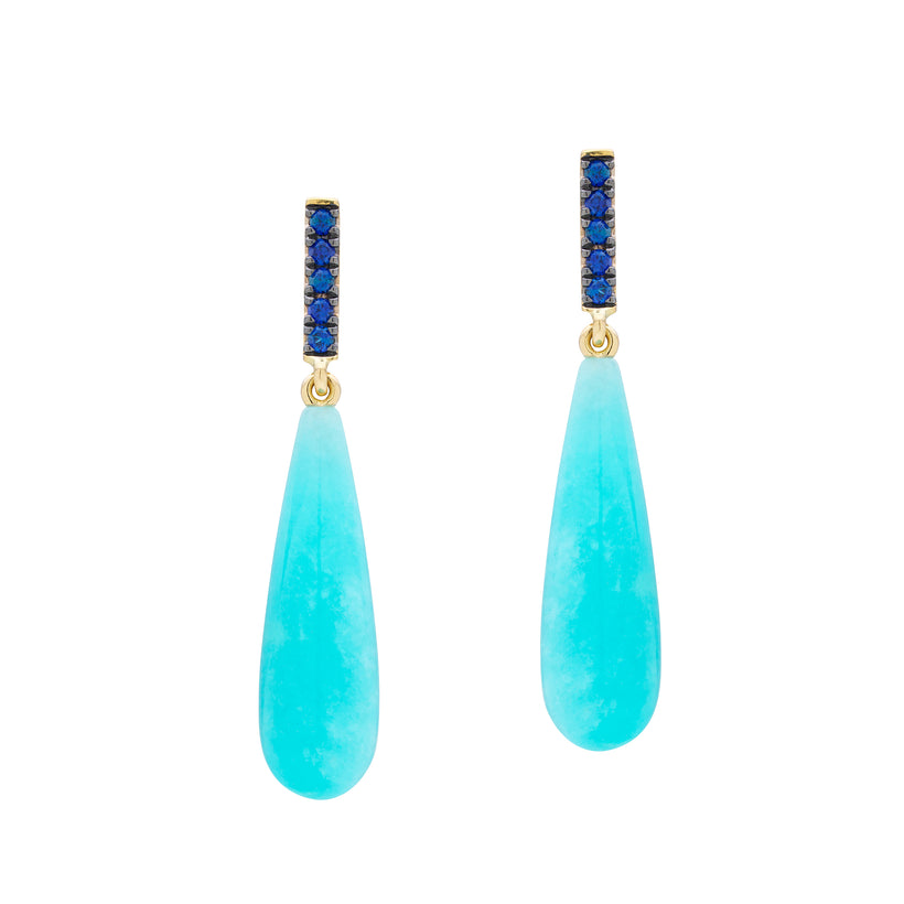 18CT AMAZONITE & SAPPHIRE EARRINGS