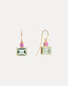 9CT GREEN AMETHYST & PINK SAPPHIRE CALYPSO EARRINGS