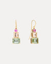 9CT GREEN AMETHYST, PINK MORGANITE & PINK SAPPHIRE CALYPSO EARRINGS