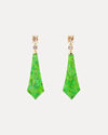 BESPOKE 9CT GREEN TURQUOISE & PINK MORGANITE BJORK EARRINGS