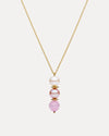 9CT YELLOW GOLD KUNZITE, PINK & WHITE PEARL CONWAY PENDANT