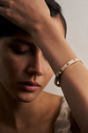 9CT GREEN AMETHYST & PINK MORGANITE HALLE HINGED BANGLE