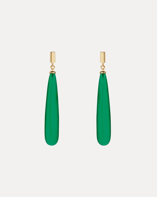 9CT GREEN AGATE JUNO EARRINGS