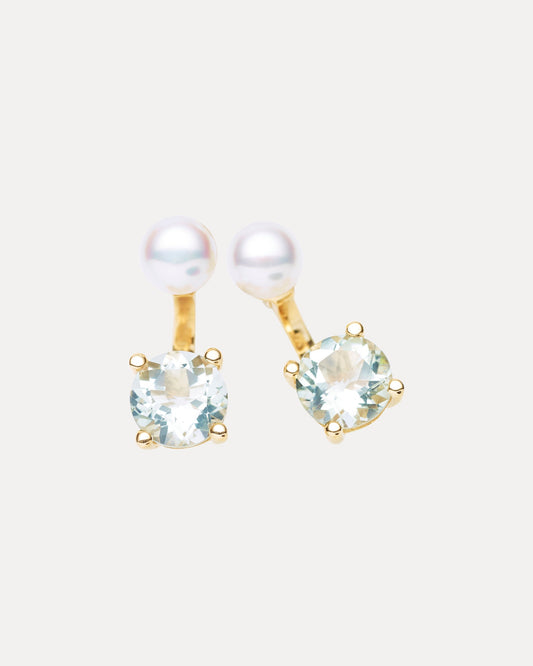 9CT GREEN AMETHYST & PEARL CARLY EARRINGS