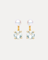 9CT GREEN AMETHYST & PEARL CARLY EARRINGS