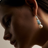 9CT & 14CT PEARL, AQUAMARINE & GOLD RONDELLE SILVERSTONE EARRINGS
