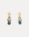 9CT LONDON BLUE TOPAZ, GREEN AMETHYST & PINK MORGANITE ARETHA EARRINGS