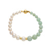 9CT YELLOW GOLD PEARL, JADE & GOLD RONDELLE SILVERSTONE BRACELET