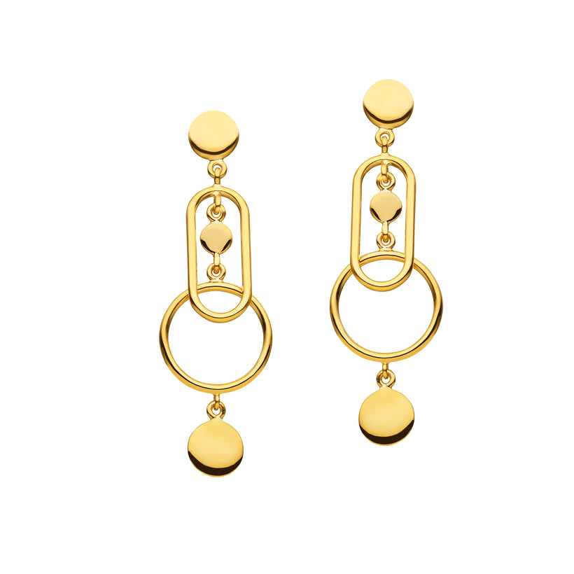 9CT YELLOW GOLD OTTO DROP STUD EARRINGS