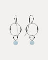 STERLING SILVER DOUBLE HOOP AQUAMARINE EARRINGS