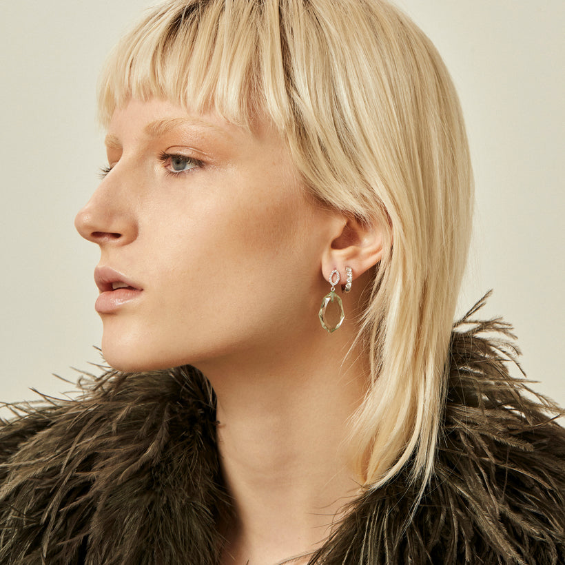 18CT GREEN AMETHYST & DIAMOND BRINDABELLA EARRINGS