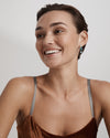9CT YELLOW GOLD AQUAMARINE & LONDON BLUE TOPAZ FONDA EARRINGS
