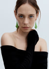 BESPOKE 9CT GREEN TURQUOISE & PINK MORGANITE BJORK EARRINGS