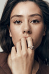 18CT ROSE GOLD PINK MORGANITE & DIAMOND PATTI RING