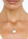 BESPOKE 18CT SOUTH SEA PEARL, AQUAMARINE & DIAMOND PENDANT