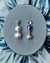 BESPOKE 18CT WHITE GOLD NUMINOUS SOUTH SEA PEARL MABE AQUAMARINE STUD EARRINGS