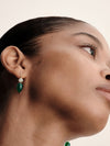 9CT YELLOW GOLD GREEN AGATE & GREEN AMETHYST BRIBIE EARRINGS