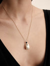 9CT BAROQUE PEARL & LONDON BLUE TOPAZ DIAZ  PENDANT
