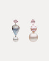 BESPOKE 18CT WHITE GOLD SOUTH SEA PEARL, MABE PEARL & PINK MORGANITE NUMINOUS EARRINGS