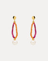9CT SOUTH SEA PEARL, RUBELLITE & MANDARIN GARNET STEVIE EARRINGS