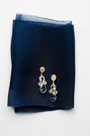 9CT LONDON BLUE TOPAZ, GREEN AMETHYST & PINK MORGANITE ARETHA EARRINGS