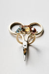 9CT HONEY QUARTZ, BLUE TOPAZ & PINK PEARL DUNAWAY RING