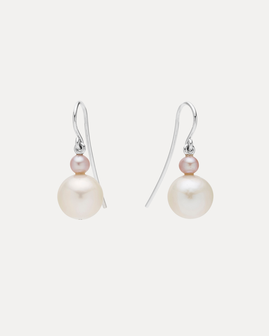 STERLING SILVER PINK & WHITE PEARL OAKVILLE EARRINGS