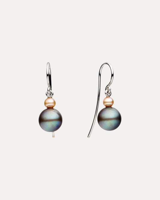 STERLING SILVER PEACOCK & PINK PEARL OAKVILLE EARRINGS