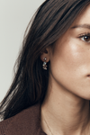 9CT PINK MORGANITE, BLUE TOPAZ & PEARL WINONA DROP EARRINGS