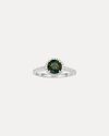18CT WHITE GOLD AUSTRALIAN GREEN SAPPHIRE & DIAMOND PICCADILLY RING