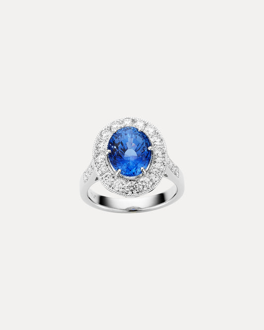 18CT SAPPHIRE & DIAMOND RING