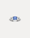 18CT WHITE GOLD SAPPHIRE & DIAMOND BUCKINGHAM RING
