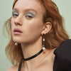 18CT SOUTH SEA PEARL, GARNET, PINK MORGANITE & LONDON BLUE TOPAZ MARVIN EARRINGS