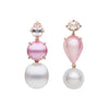 BESPOKE 18CT ROSE GOLD SOUTH SEA PEARL, MABE & PINK MORGANITE NUMINOUS EARRINGS