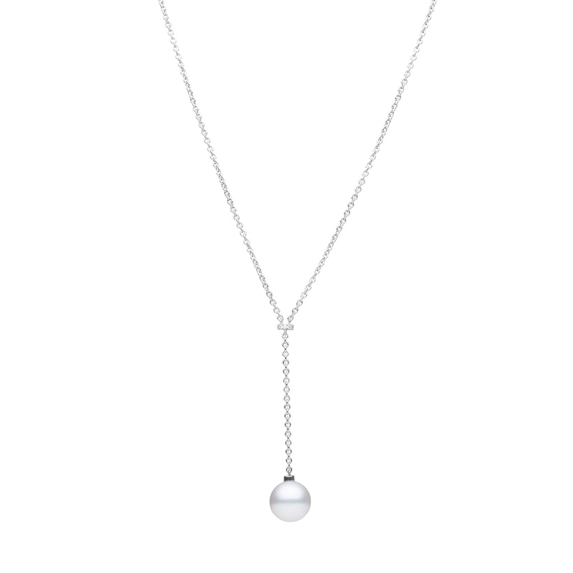 18CT WHITE GOLD AUSTRALIAN SOUTH SEA PEARL & DIAMOND RADHA LARIAT