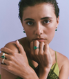 9CT YELLOW GOLD GREEN AMETHYST & GREEN AGATE RONA RING