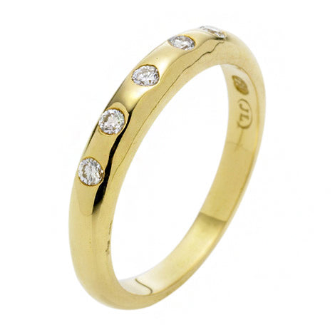 18CT YELLOW GOLD DIAMOND BABY DOME RING