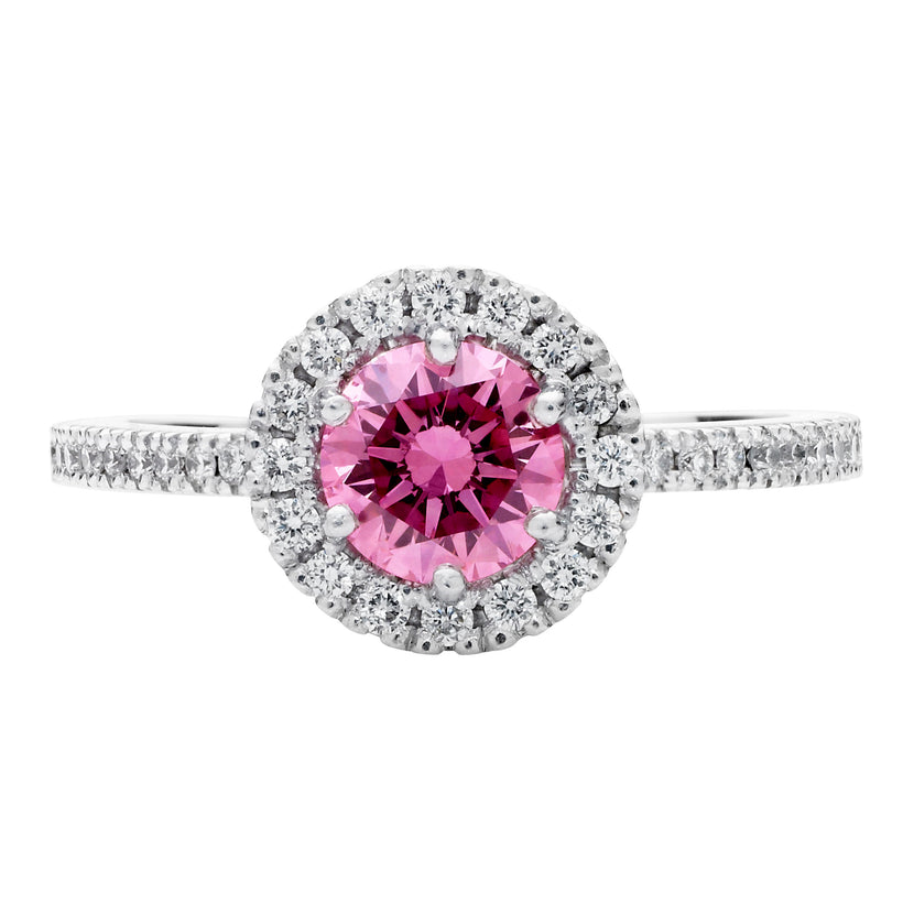 18CT PINK AND WHITE DIAMOND PICCADILLY RING