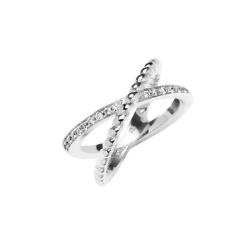 18CT ENTWINE DIAMOND CROSS OVER RING