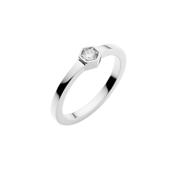 18CT WHITE GOLD STELLA DIAMOND HEXAGONAL RING
