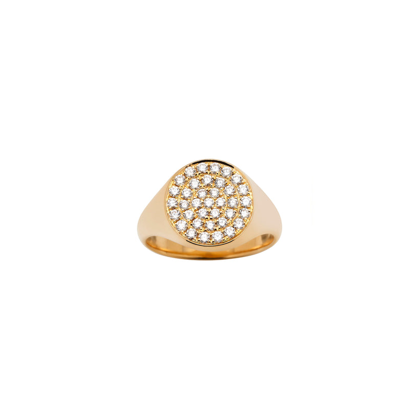 18CT YELLOW GOLD DIAMOND SIGNET RING
