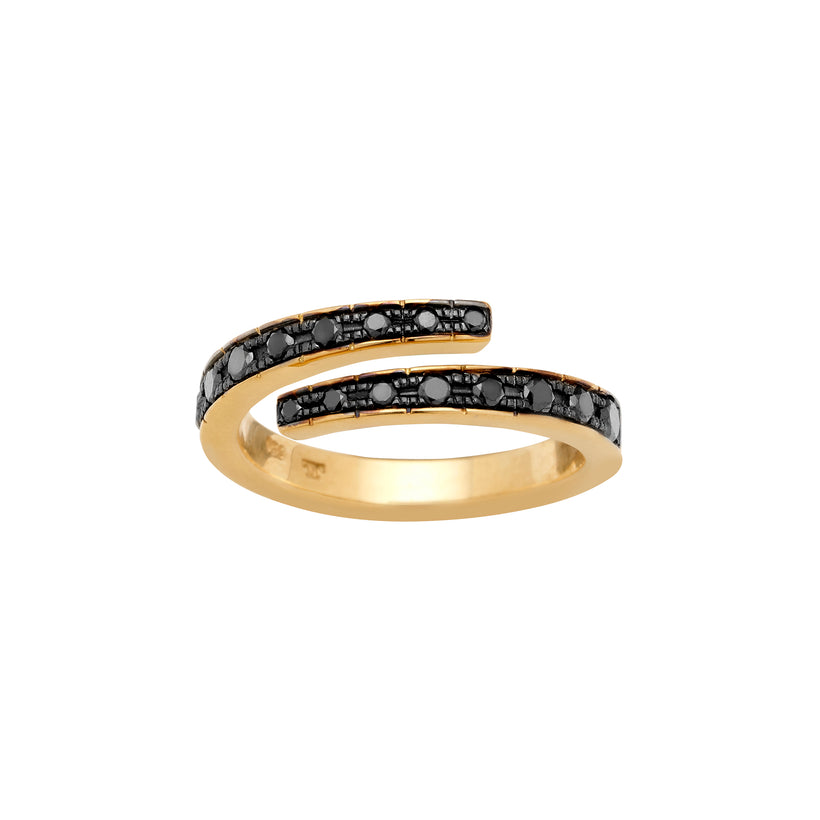 18CT YELLOW GOLD BLACK DIAMOND HUDSON RING