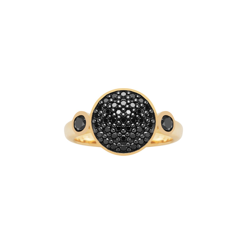 18CT YELLOW GOLD BLACK DIAMOND COPPOLA RING