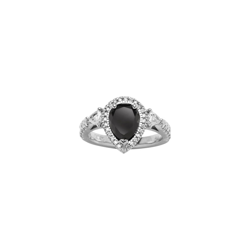 18CT BLACK DIAMOND & DIAMOND WESTBOURNE RING